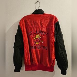 Vintage 1980's New West Retro St. Laurent Firefighters Windbreaker| Size Medium
